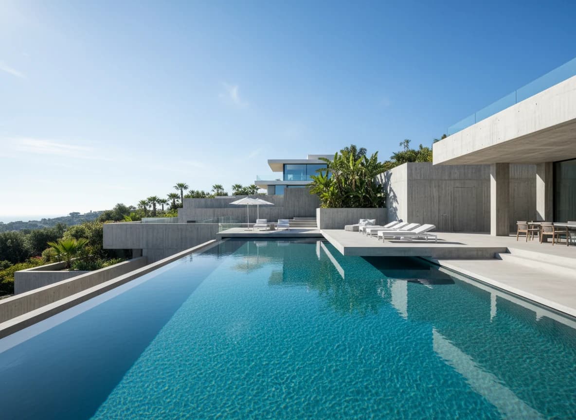Piscina rivestita con un sistema impermeabilizzante continuo